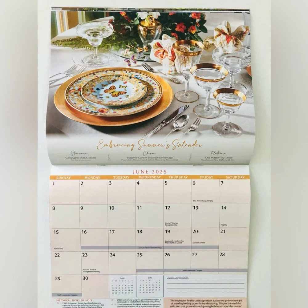 DAR Daughters of the American revolution 2025 Calendar NEW Collectible Tables